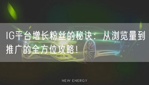 IG平台增长粉丝的秘诀：从浏览量到推广的全方位攻略！