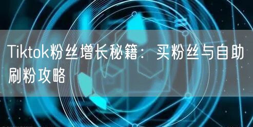 Tiktok粉丝增长秘籍:买粉丝与自助刷粉攻略
