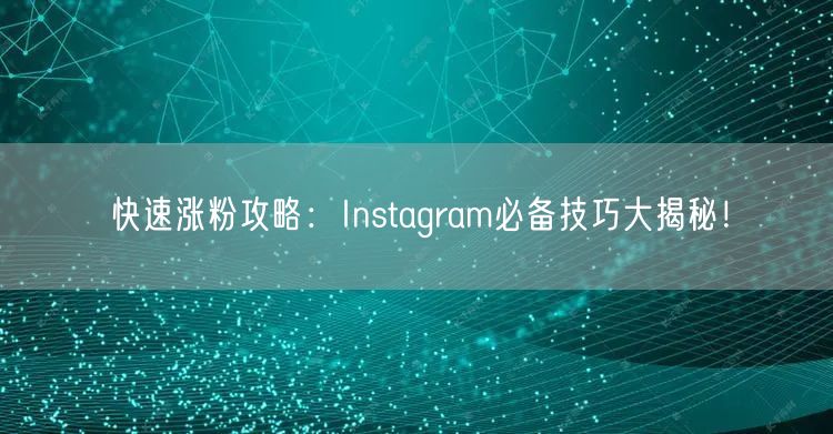 快速涨粉攻略:Instagram必备技巧大揭秘!