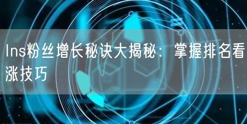 Ins粉丝增长秘诀大揭秘:掌握排名看涨技巧