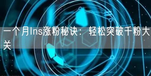 一个月Ins涨粉秘诀:轻松突破千粉大关