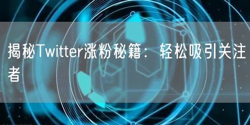 揭秘Twitter涨粉秘籍:轻松吸引关注者