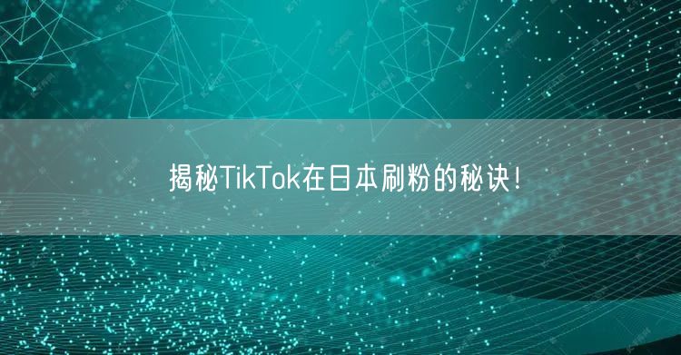 揭秘TikTok在日本刷粉的秘诀!