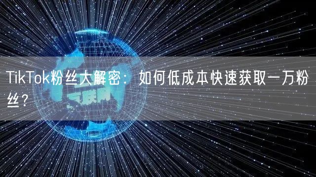 TikTok粉丝大解密:如何低成本快速获取一万粉丝?