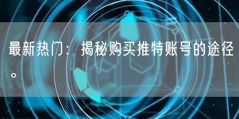 最新热门:揭秘购买推特账号的途径。
