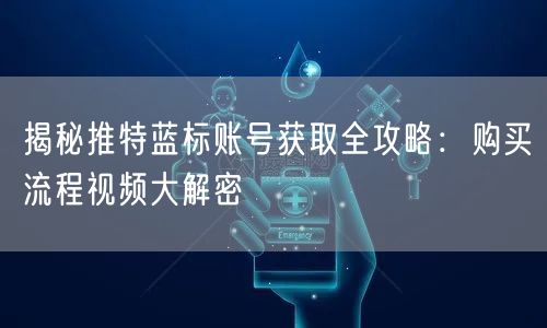 揭秘推特蓝标账号获取全攻略：购买流程视频大解密