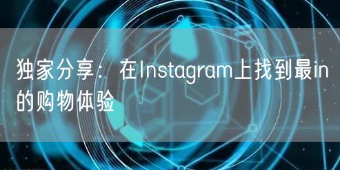 独家分享:在Instagram上找到最in的购物体验