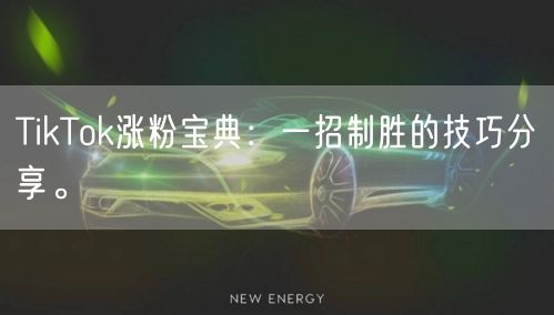 TikTok涨粉宝典:一招制胜的技巧分享。