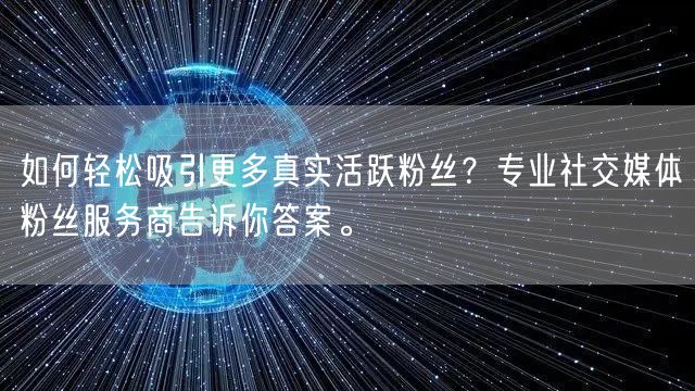 如何轻松吸引更多真实活跃粉丝?专业社交媒体粉丝服务商告诉你答案。