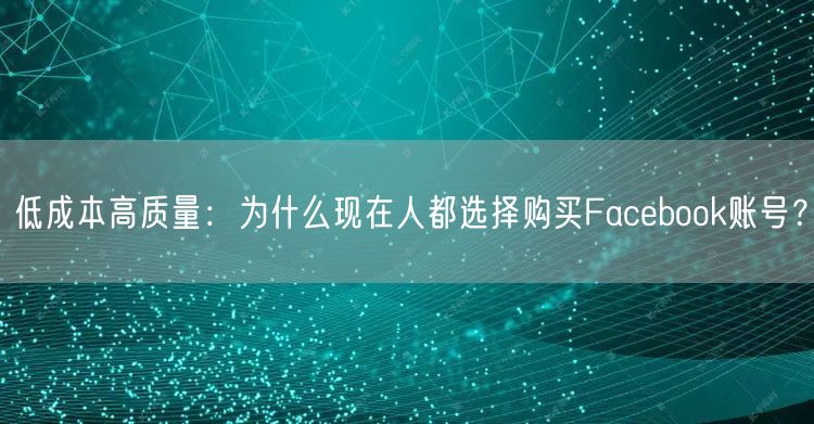 低成本高质量:为什么现在人都选择购买Facebook账号?
