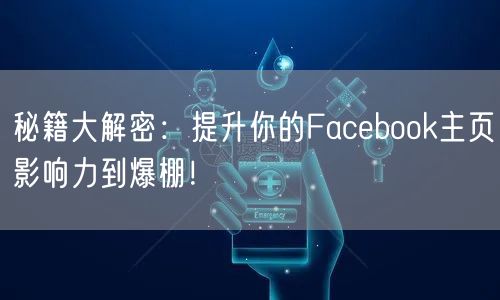 秘籍大解密:提升你的Facebook主页影响力到爆棚!