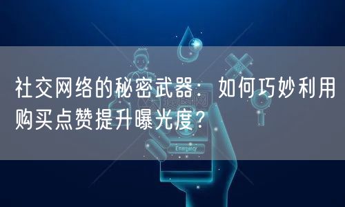 社交网络的秘密武器:如何巧妙利用购买点赞提升曝光度?