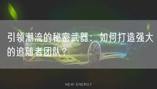 引领潮流的秘密武器：如何打造强大的追随者团队？